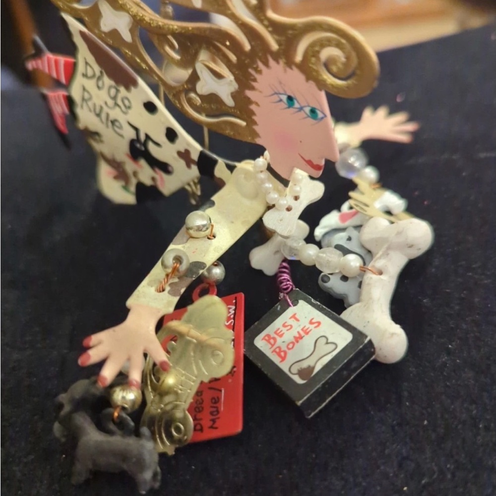Vintage SILVESTRI Dogs Rule by Karen Rossi/Fanciful Flights Ornament Angel Lady - Picture 4 of 10